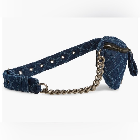 NWT Kurt Geiger Small Brixton Denim Quilt Belt Bag - Picture 7 of 14